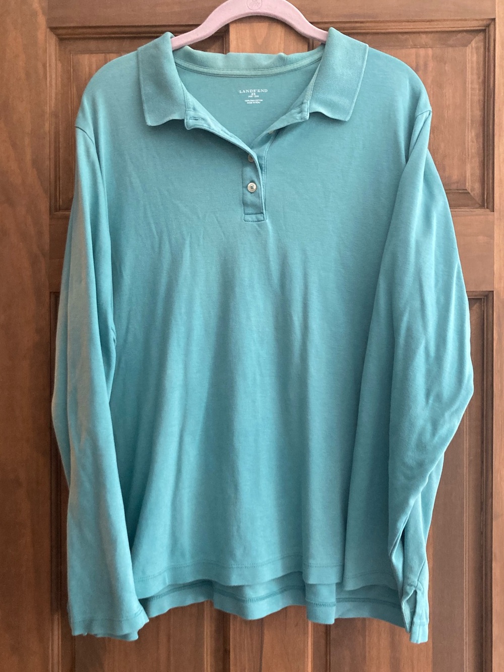 5/$15 Lands’ End Light Teal LS Polo 2X